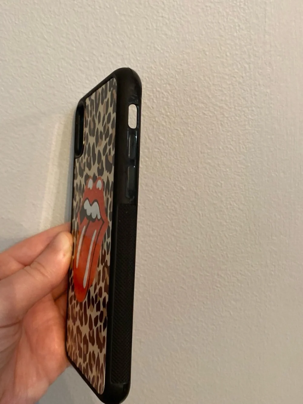 Leopard Print Phone Case with Bold Orange Tongue Accent